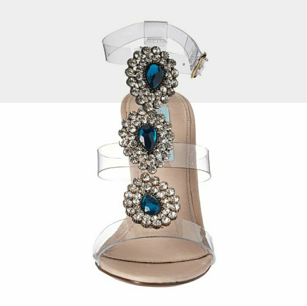 $130 Betsey Johnson clear rhinestone heel